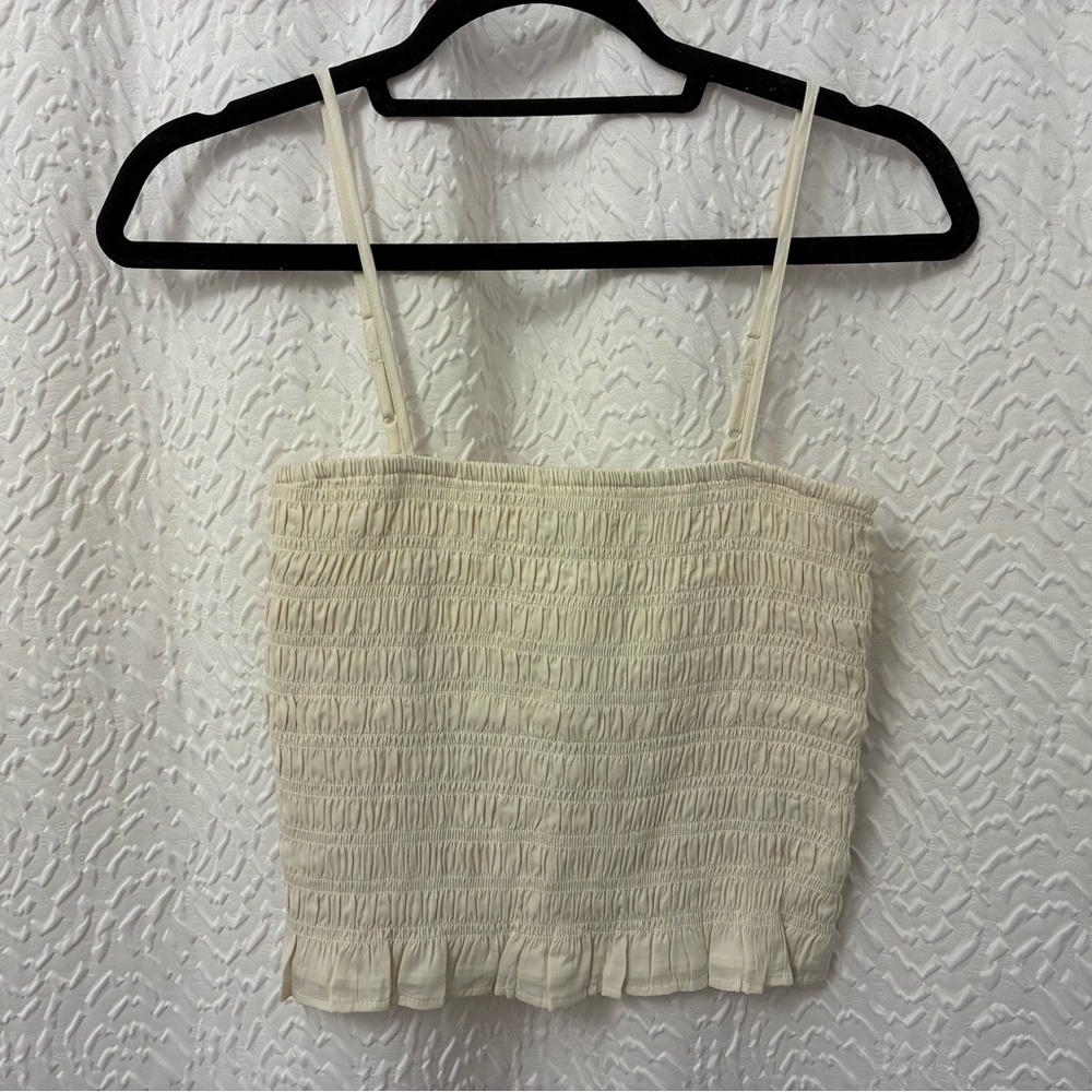 American Eagle Outfitters Cream Smocked Camisole